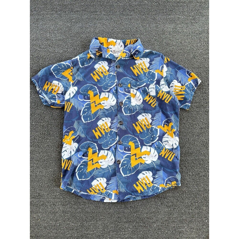 Champion WVU West Virginia‎ Mountaineers Hawaiian Button-Up Shirt Men’s Medium